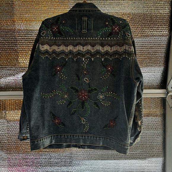 Code Blue vintage Jean Jacket Beaded Floral. Women’s size M - Picture 6 of 16